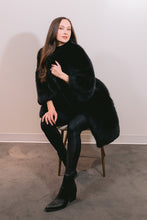 Load image into Gallery viewer, Black Fox Fur Coat