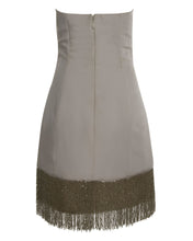 Load image into Gallery viewer, White Silk Faille Fringe Cocktail Dress