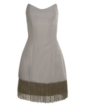 Load image into Gallery viewer, White Silk Faille Fringe Cocktail Dress