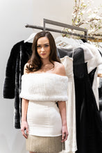 Load image into Gallery viewer, White Silk Faille Fringe Cocktail Dress