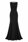 High Neck Crepe Fitted Gown