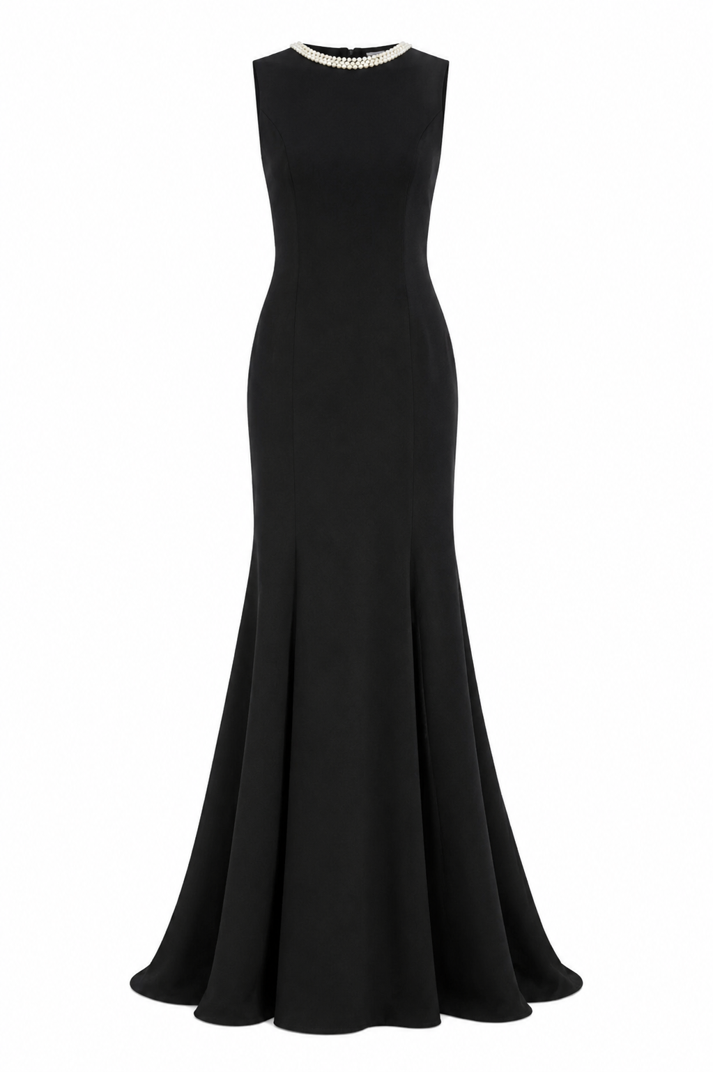 High Neck Crepe Fitted Gown