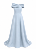 Stone Blue Off The Shoulder Gown