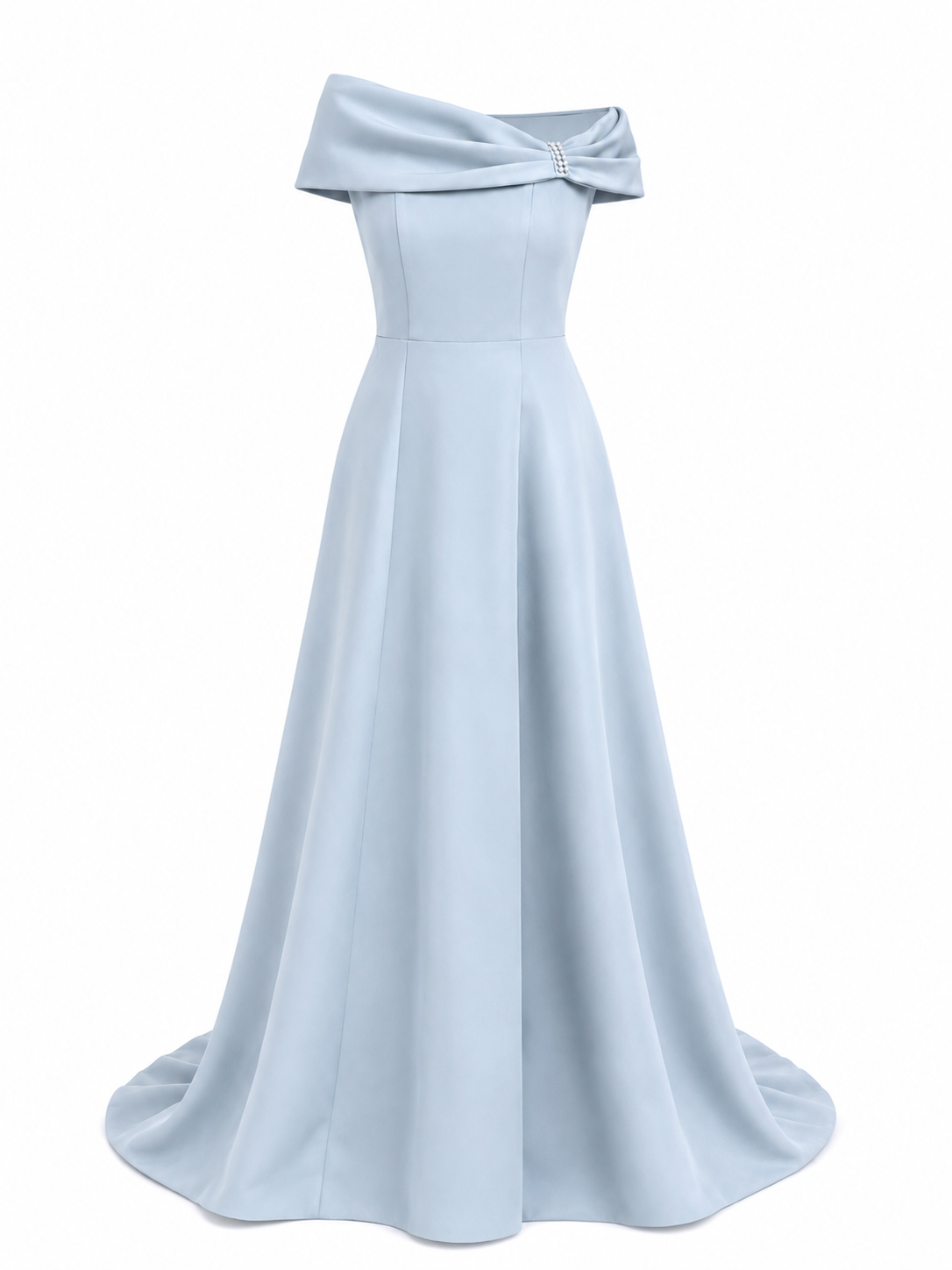 Stone Blue Off The Shoulder Gown