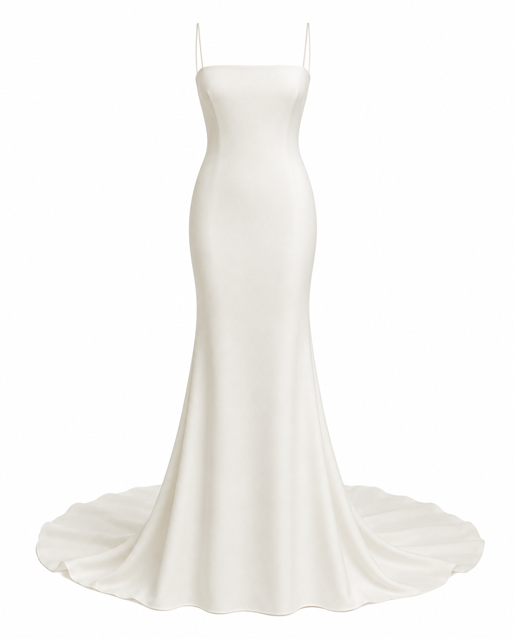 White Trumpet Crepe Gown