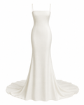 White Trumpet Crepe Gown