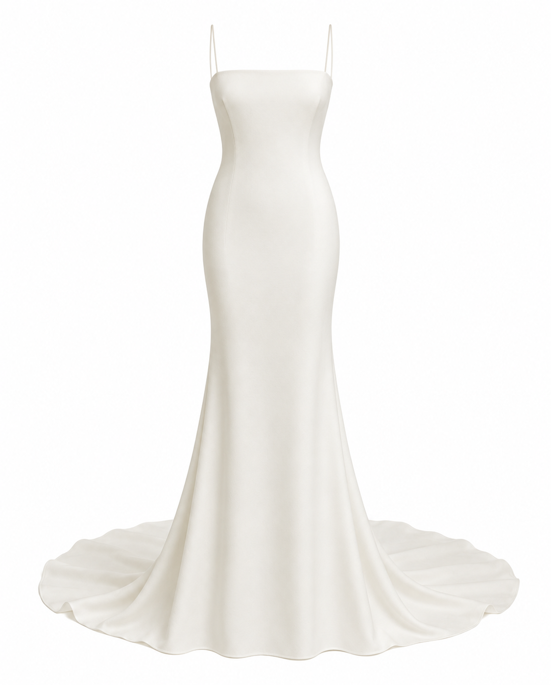 White Trumpet Crepe Gown