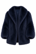 Midnight Blue Feathered Fox Fur Coat