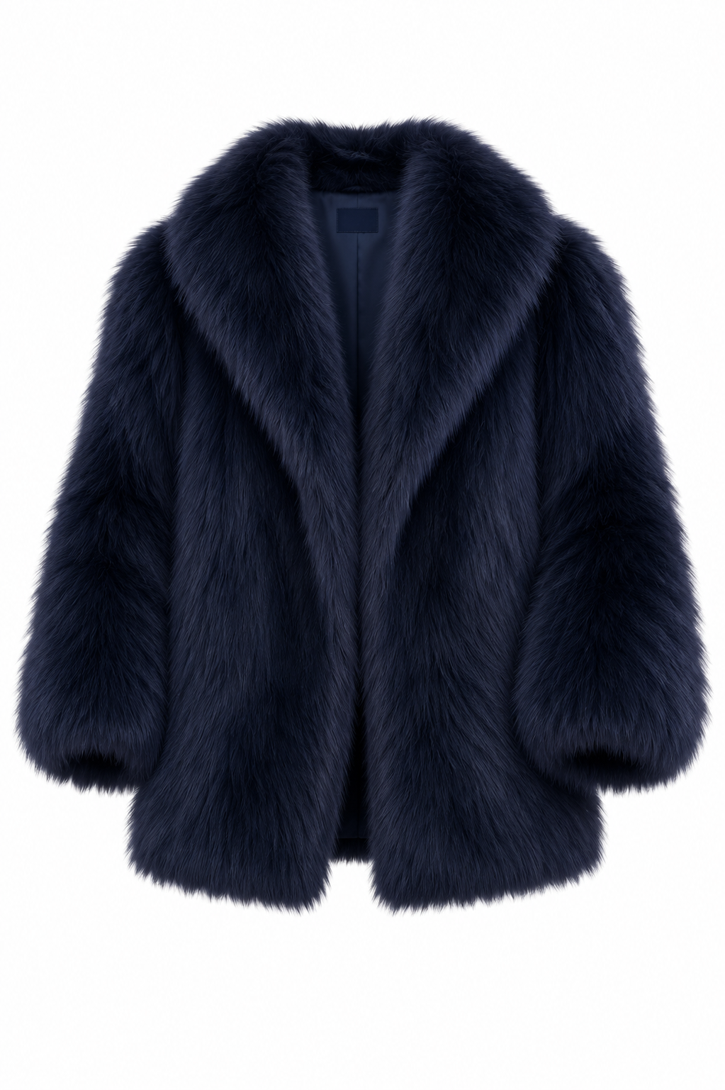 Midnight Blue Feathered Fox Fur Coat