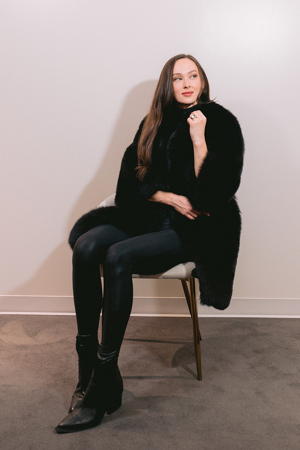 Black Fox Fur Coat