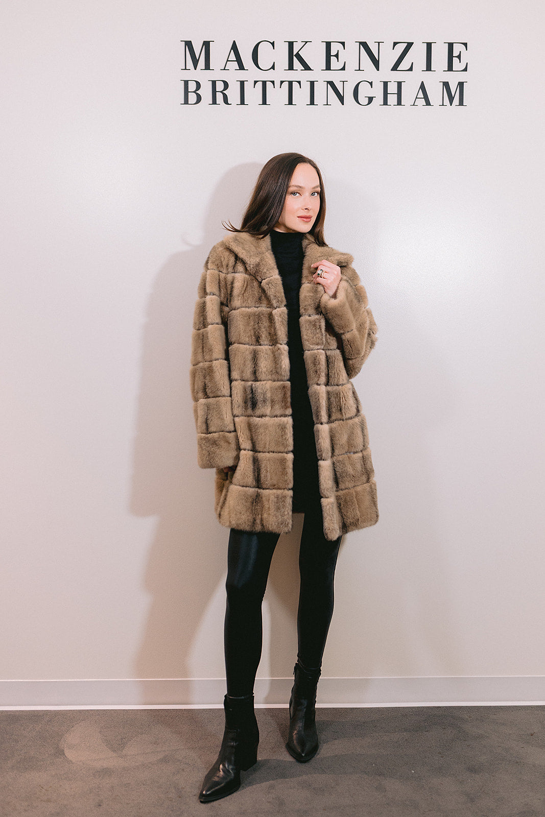 Tan Stripped Mink Coat