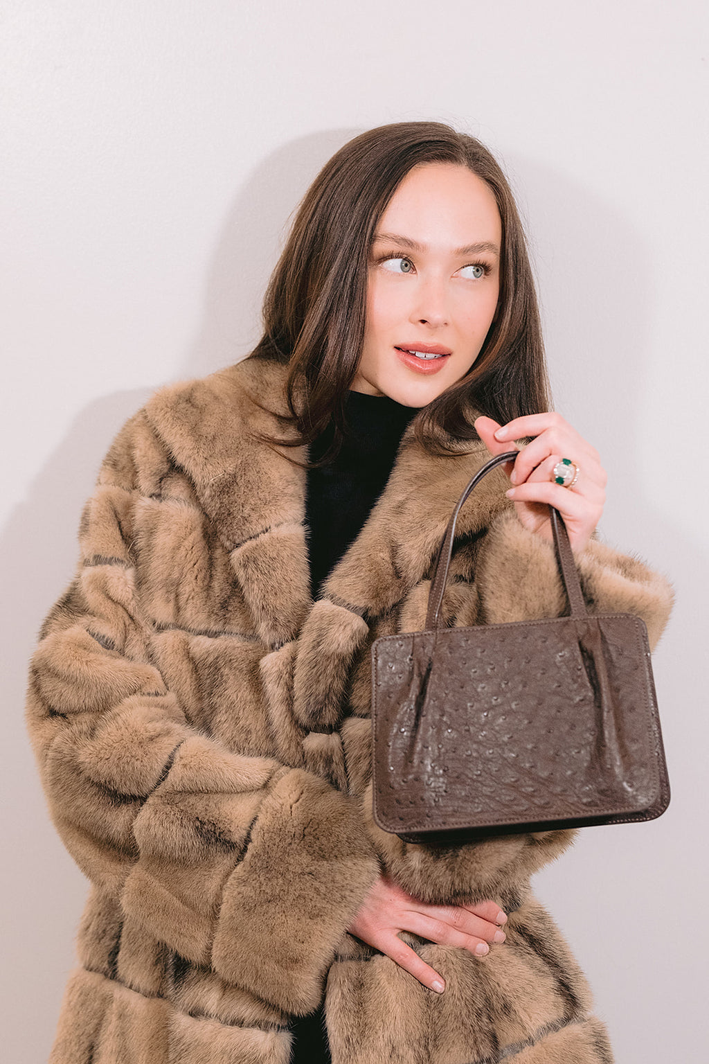 Tan Stripped Mink Coat