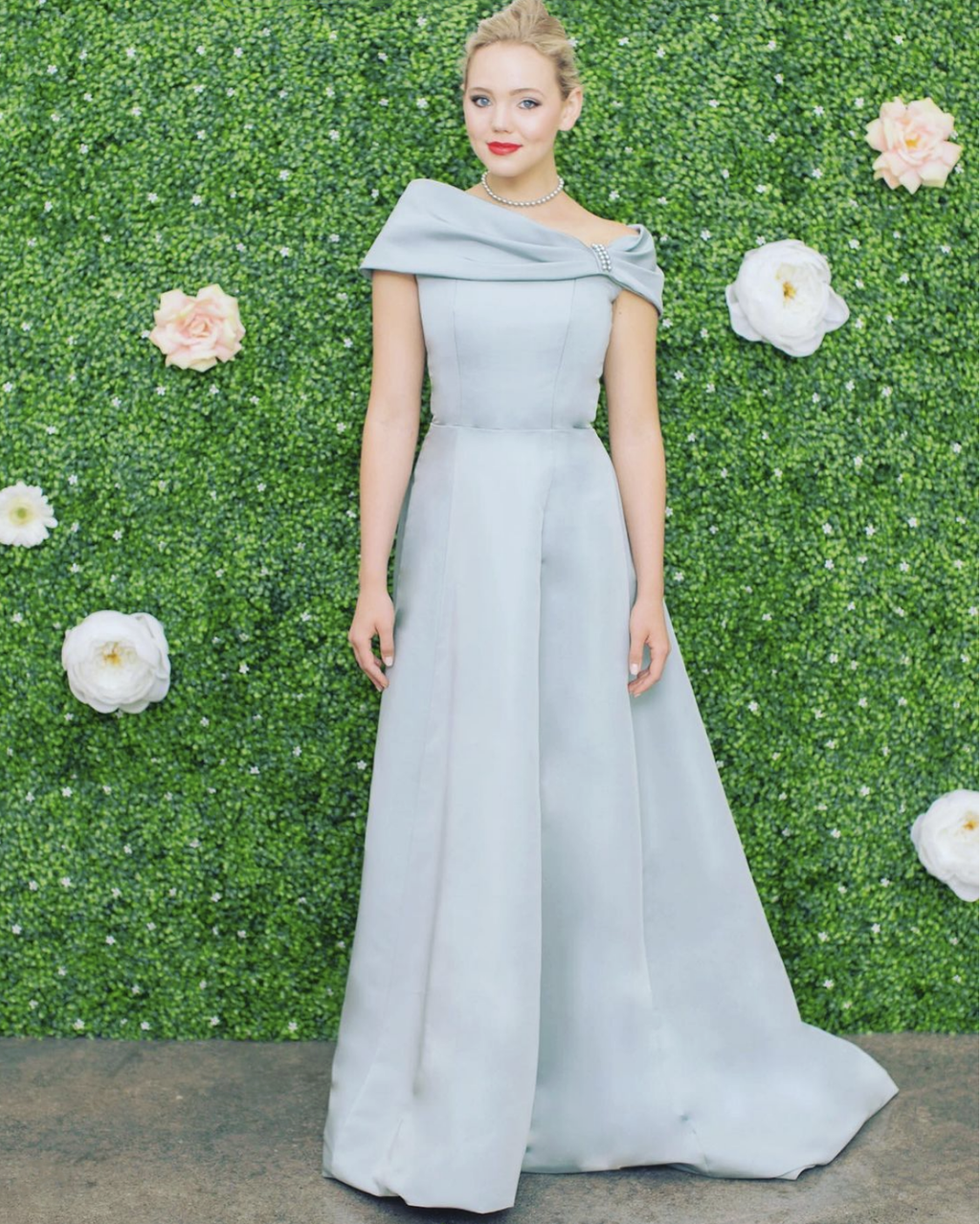Stone Blue Off The Shoulder Gown