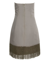 Cargar imagen en el visor de la galería, White Silk Faille Fringe Cocktail Dress
