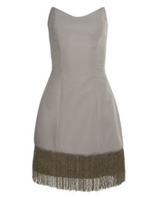 Load image into Gallery viewer, White Silk Faille Fringe Cocktail Dress
