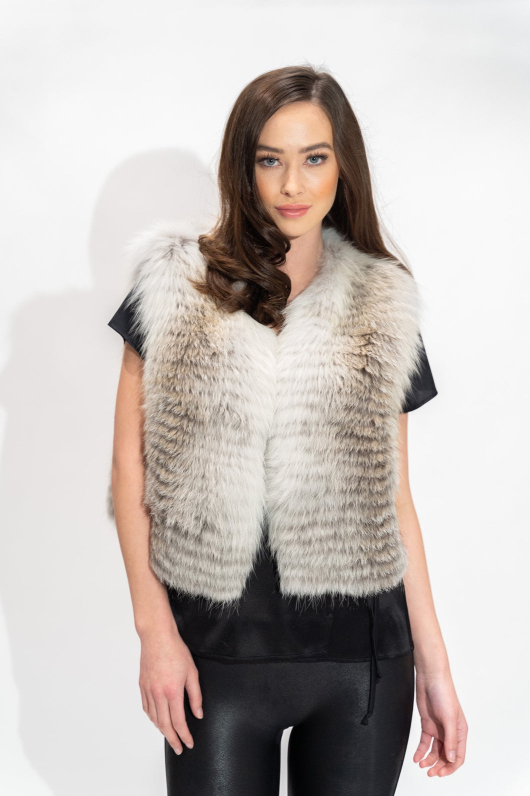 Feathered Fox Fur Vest