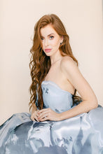 Charger l&#39;image dans la galerie, Light Blue and Black Floral Printed Ball Gown

