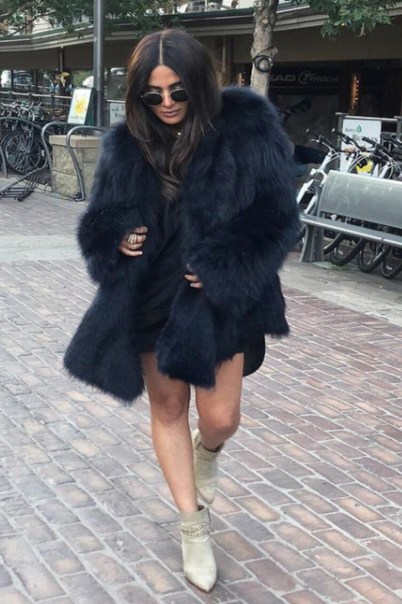 Midnight Blue Feathered Fox Fur Coat